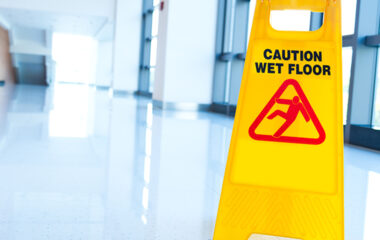 caution sign on a workplace floor