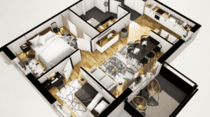 Visualisering av lägenhet för Kristinehamnsbostäder